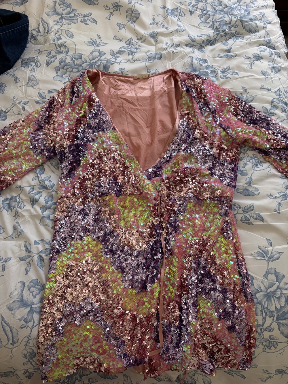 Storia Pink Sequin Wrap Dress Jacket